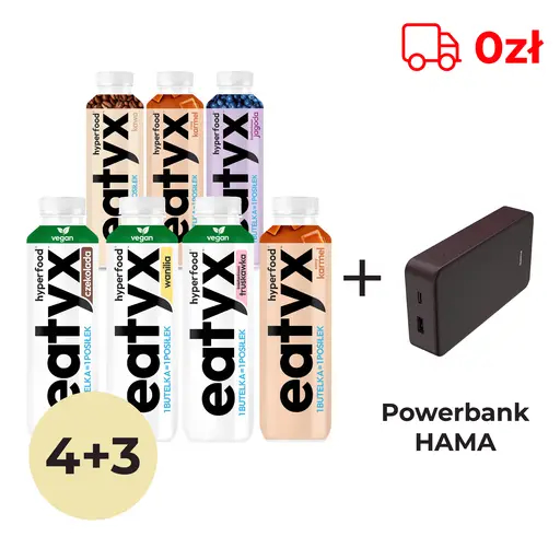 Zestaw od TECHNOSTREFA eatyx posiłek w płynie 4+3 GRATIS + powerbank HAMA image