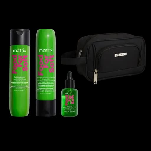 Zestaw Damiana Leonarskiego: kosmetyczka Modern firmy Betlewski oraz Matrix Food for Soft - Damian Leonarski