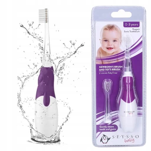 Szczoteczka soniczna Seysso Baby dla dzieci 0–3 lata + 2 końcówki - Natalia1993
