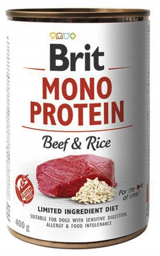 Pakiet dla psa mokra karma Brit Mono Protein 18x400g + zabawka gryzak Konar z ekologicznej słomy