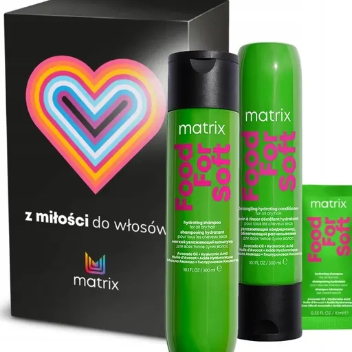Zestaw 3 Matrix Food for Soft Szampon i Odżywka + GRATISY pudełko i 2 x saszetka FF, miękkie włosy